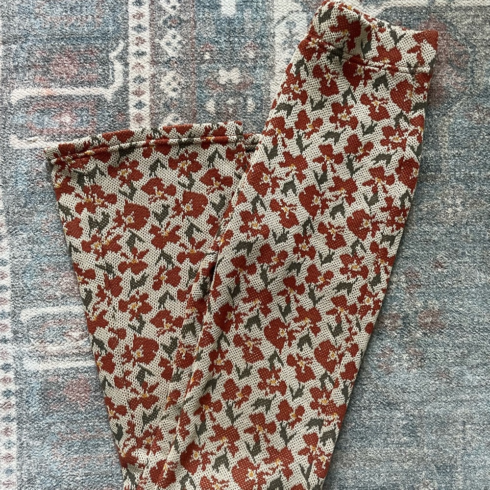 Urban Outfitters Floral Knit Flare Pants